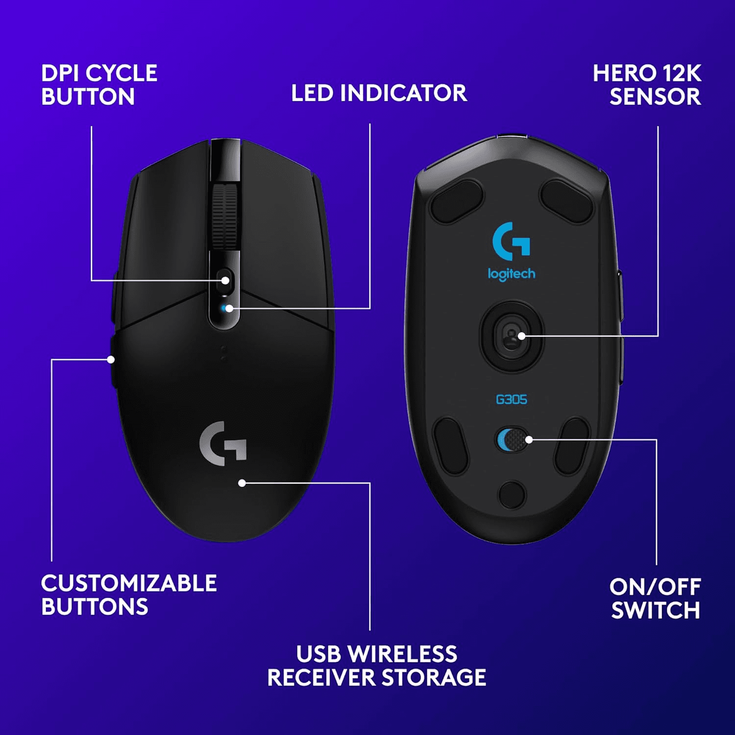 Logitech G305 Lightspeed Wireless Mouse - Image 2